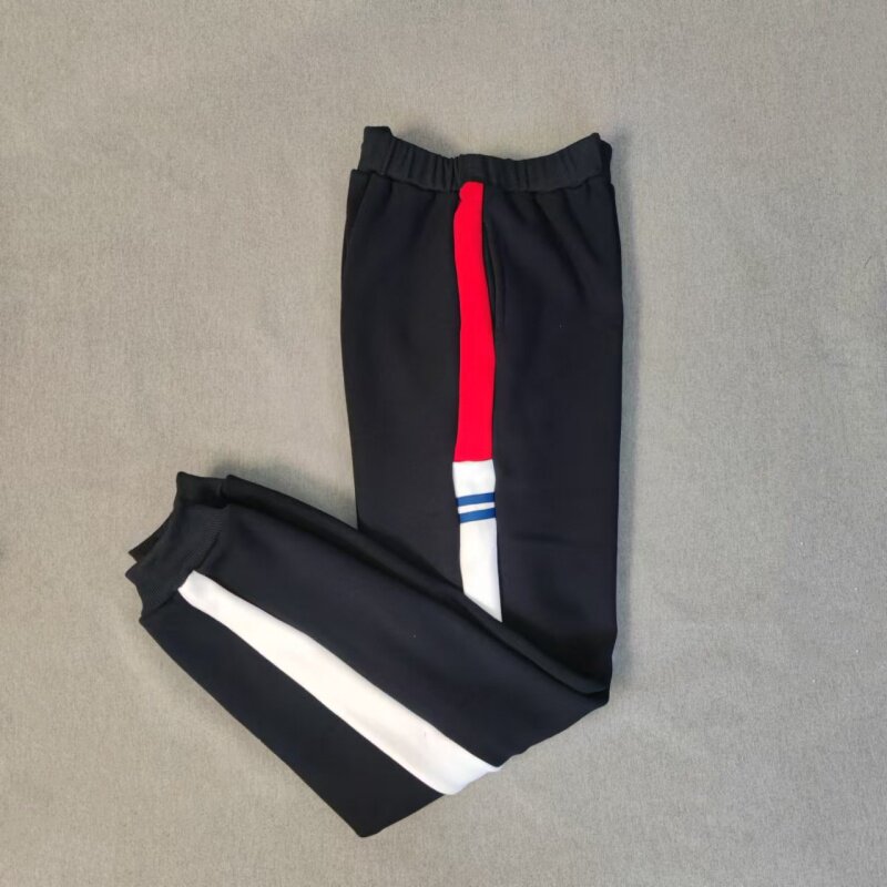 CUSTOM-MADE SPRING AUTUMN AND WINTER BOYS AND GIRLS SCHOOL PANTS THE SAME SWEATPANTS NAVY BLUE STITCHING BURGUNDY AND WHITE WIDE STRIPED FLEECE TROUSERS