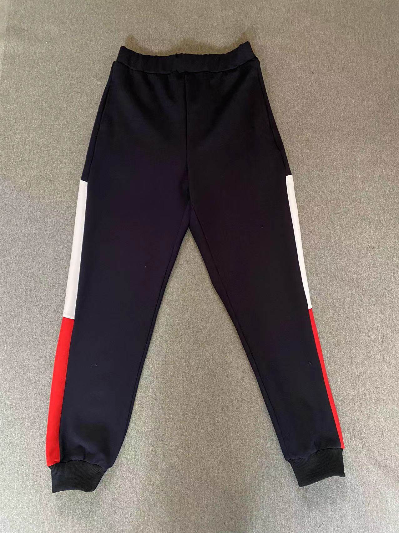 CUSTOM-MADE SPRING AUTUMN AND WINTER BOYS AND GIRLS SCHOOL PANTS THE SAME SWEATPANTS SPLICED BLUE WHITE AND RED A WIDE BAR AND FLEECE THICKENED SWEATPANTS