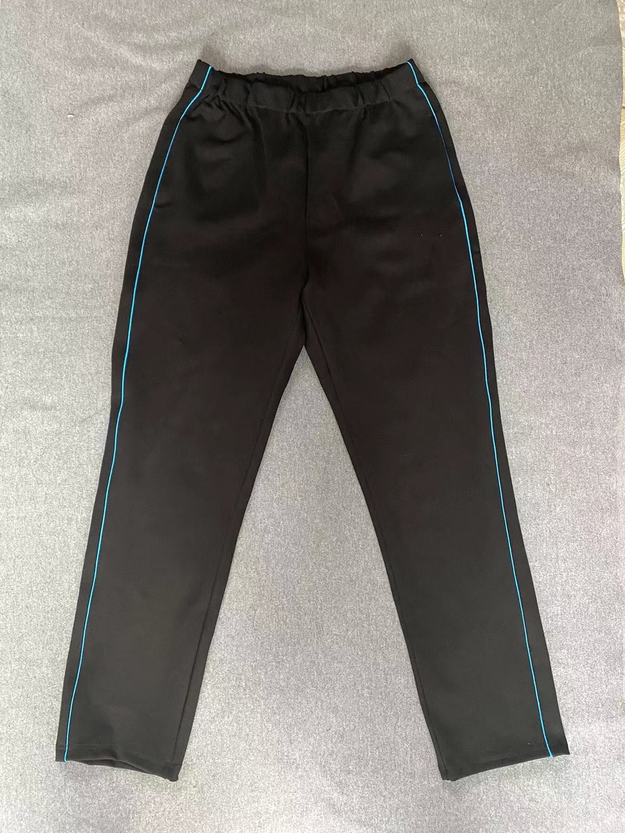 CUSTOM-MADE SPRING AND AUTUMN BOYS AND GIRLS SCHOOL PANTS THE SAME SPORTS PANTS NAVY BLUE PLUS BLUE THIN STRIPE VELVET THICKENED COTTON SWEATPANTS