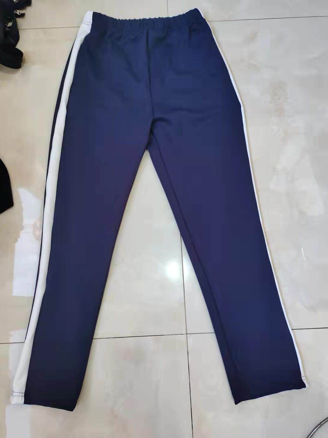 CUSTOM-MADE SPRING AUTUMN AND WINTER BOYS AND GIRLS SCHOOL PANTS THE SAME SWEATPANTS NAVY BLUE STITCHING A WHITE BAR VELVET THICKENED SLACKS