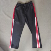 藏蓝色拼接一条宽红杠加绒运动裤 运动裤 同款 定做春秋冬男女校裤