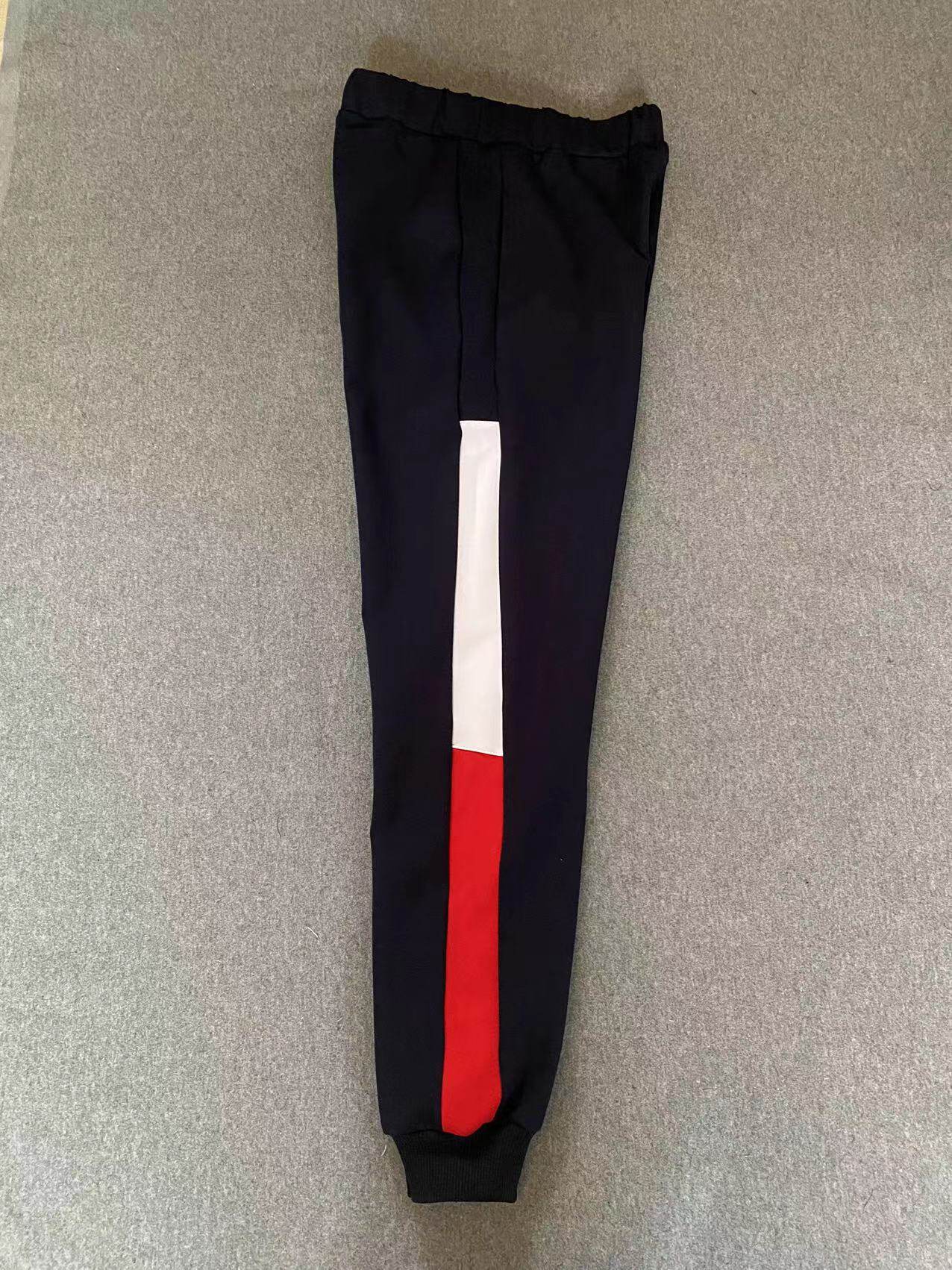 CUSTOM-MADE SPRING AUTUMN AND WINTER BOYS AND GIRLS SCHOOL PANTS THE SAME SWEATPANTS SPLICED BLUE WHITE AND RED A WIDE BAR AND FLEECE THICKENED SWEATPANTS