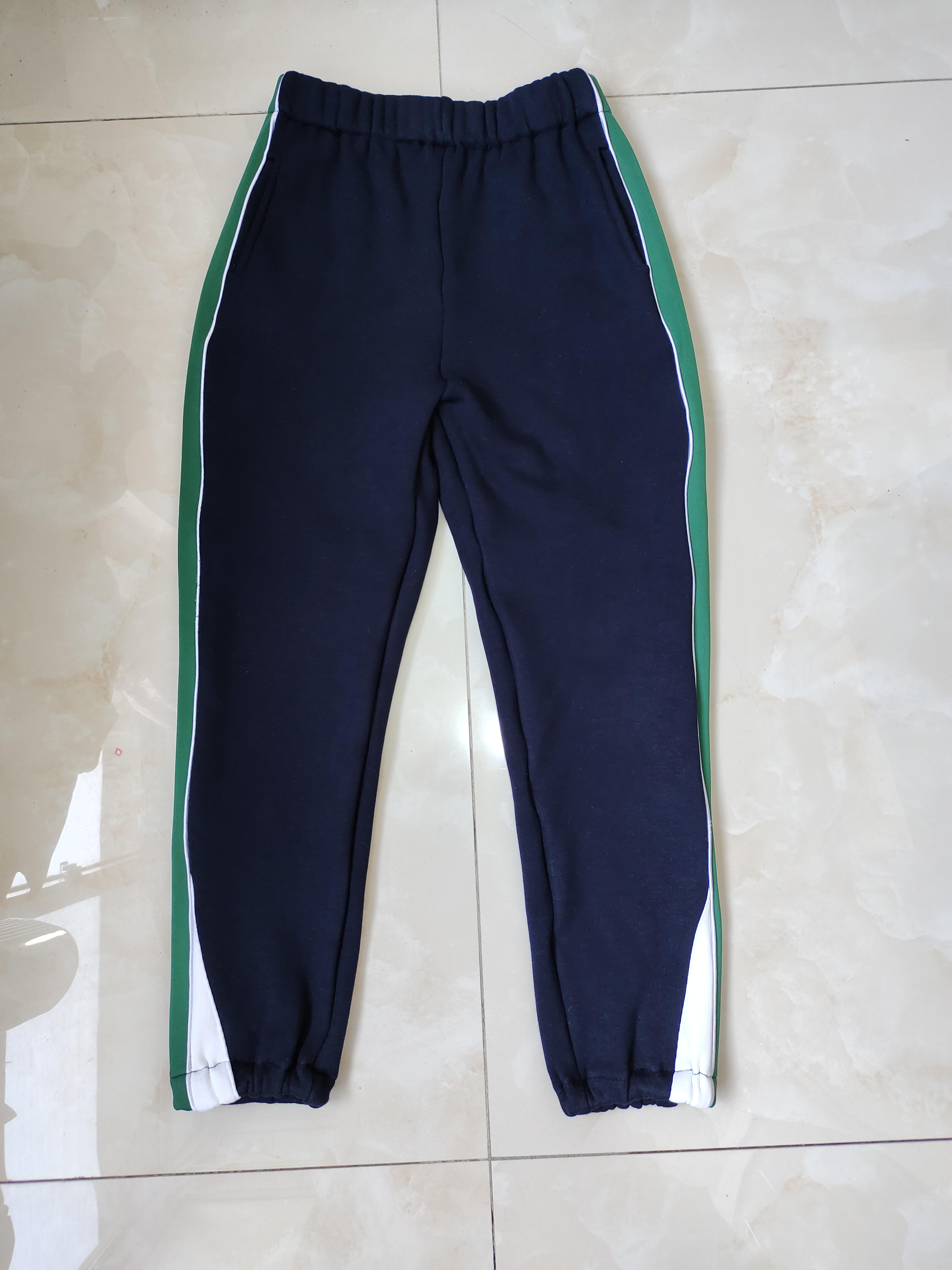 CUSTOM-MADE SPRING AUTUMN AND WINTER BOYS AND GIRLS SCHOOL PANTS THE SAME SWEATPANTS NAVY BLUE STITCHING DARK GREEN WIDE BAR PADDED SWEATPANTS