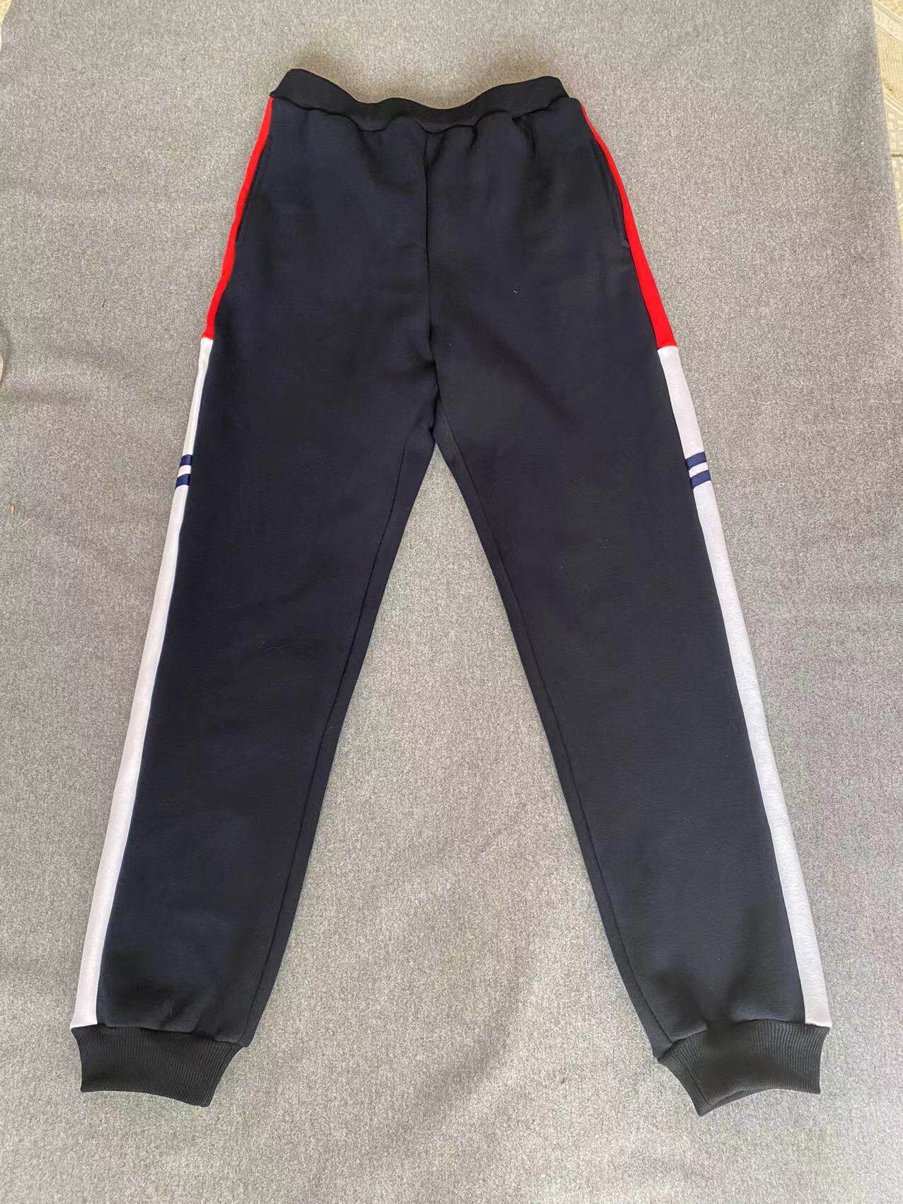 CUSTOM-MADE SPRING AUTUMN AND WINTER BOYS AND GIRLS SCHOOL PANTS THE SAME SWEATPANTS NAVY BLUE STITCHING RED AND WHITE TWO-BAR FLEECE SPORTS PANTS