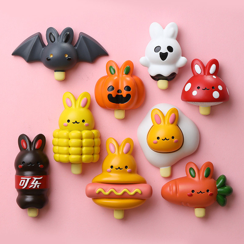 曼小兔第三代 万圣节玉米兔子冰箱贴兔年磁贴磁铁吸铁石磁力贴