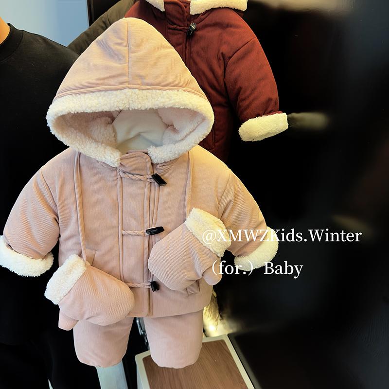 灯芯绒冬装超厚洋气两件套