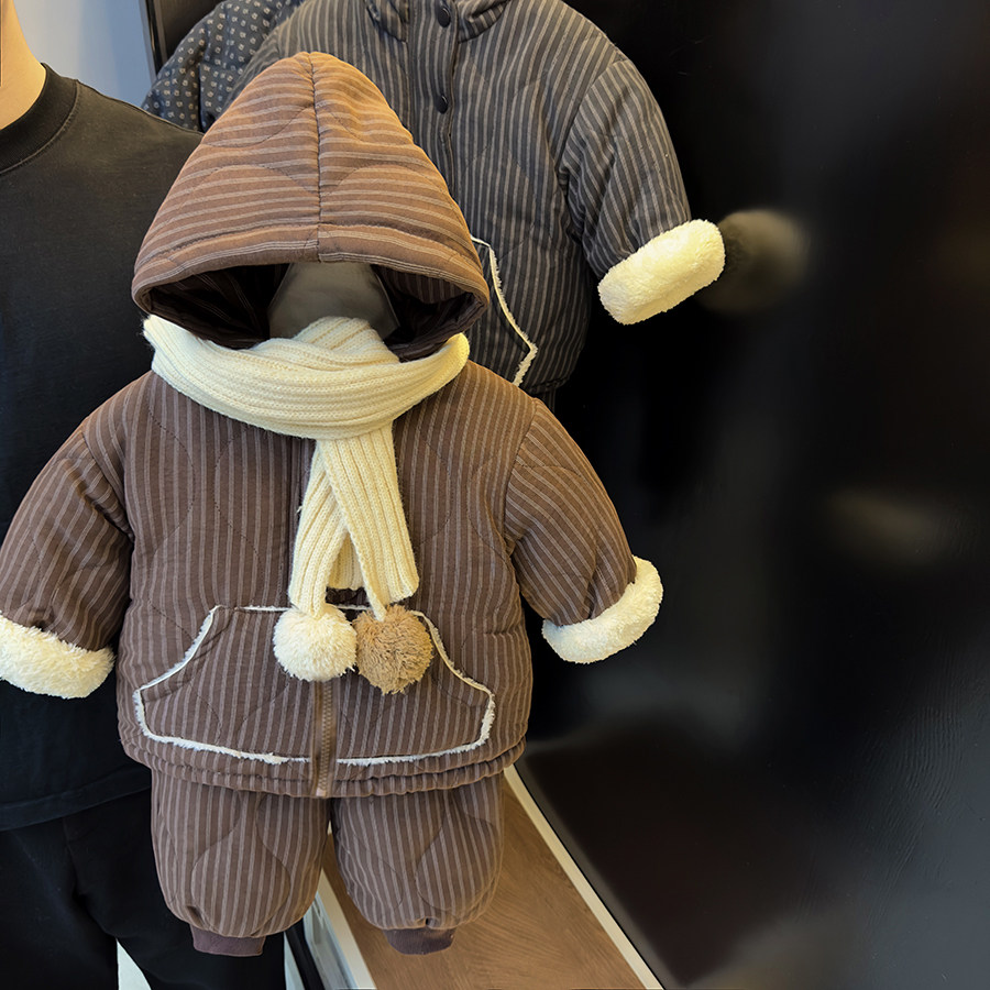 童装25冬装三层夹棉加厚儿童连帽棉衣棉裤两件套宝宝户外保暖套装,童装/婴儿装/亲子装,家居服套装,淘宝优惠券,粉丝福利购,淘宝优惠卷