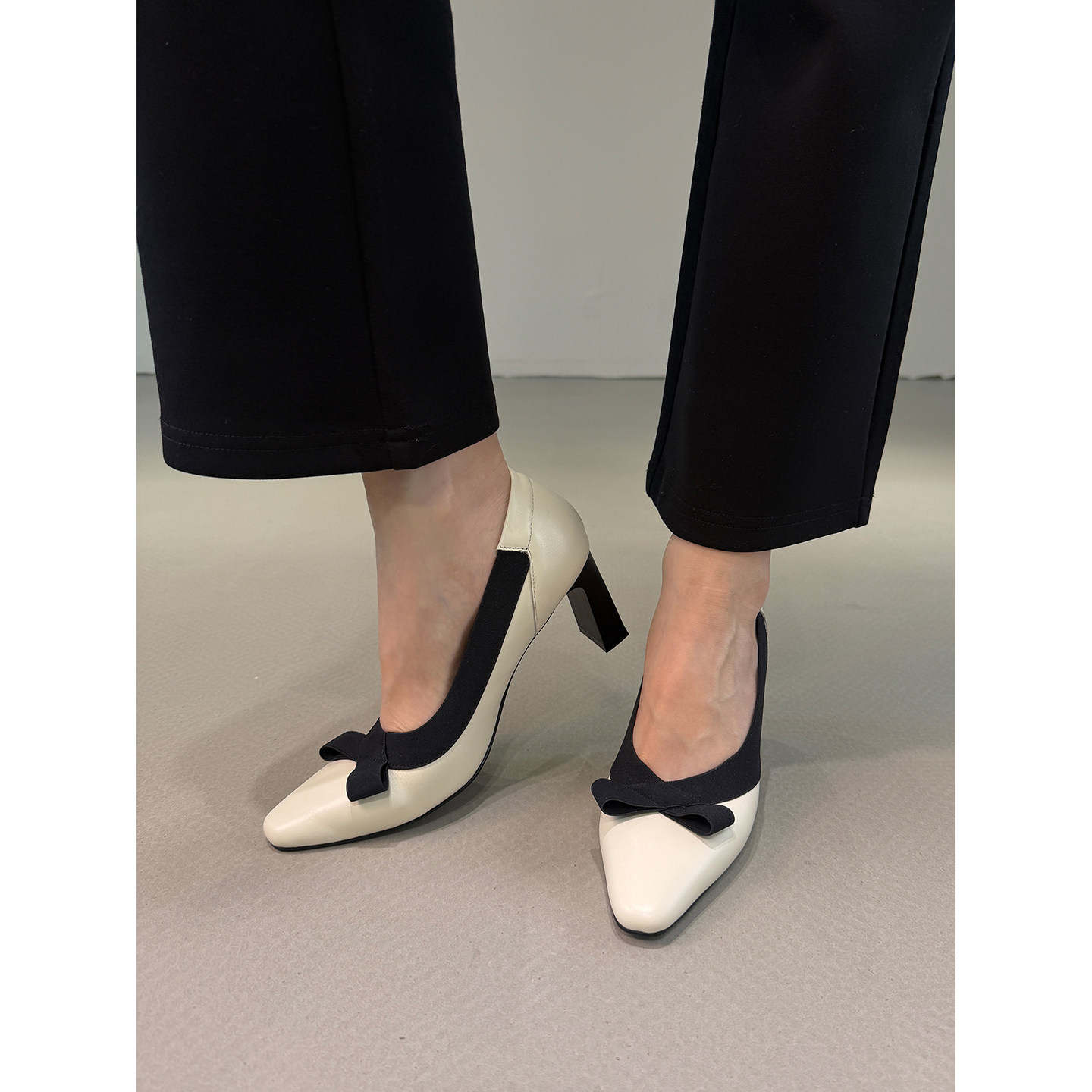 TMEIXI法式玛丽珍浅口单鞋女春夏蝴蝶结酒杯跟高跟鞋配牛仔裤通勤