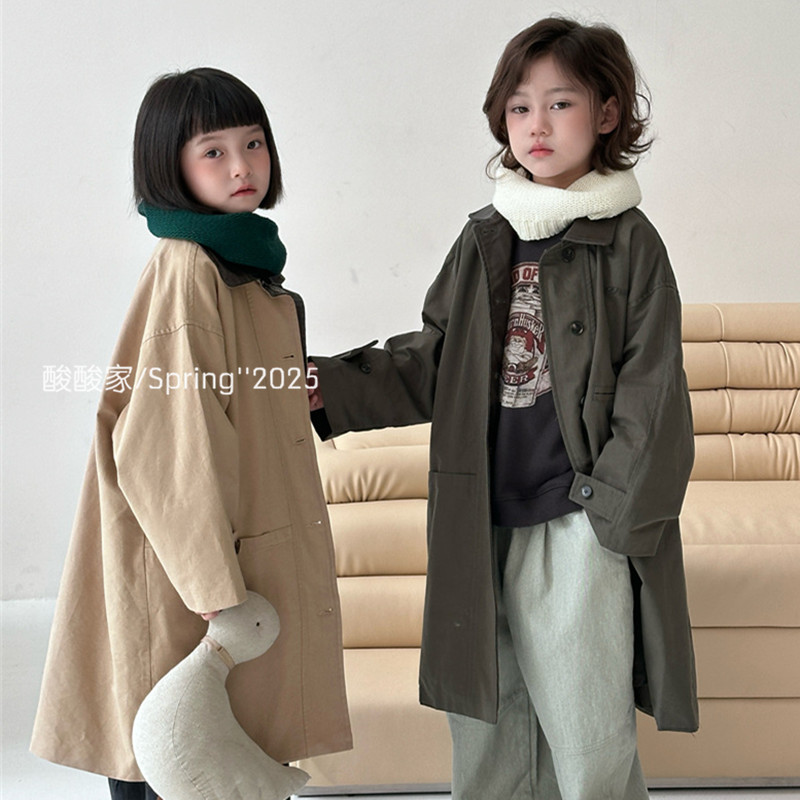 儿童韩版简约中长款风衣