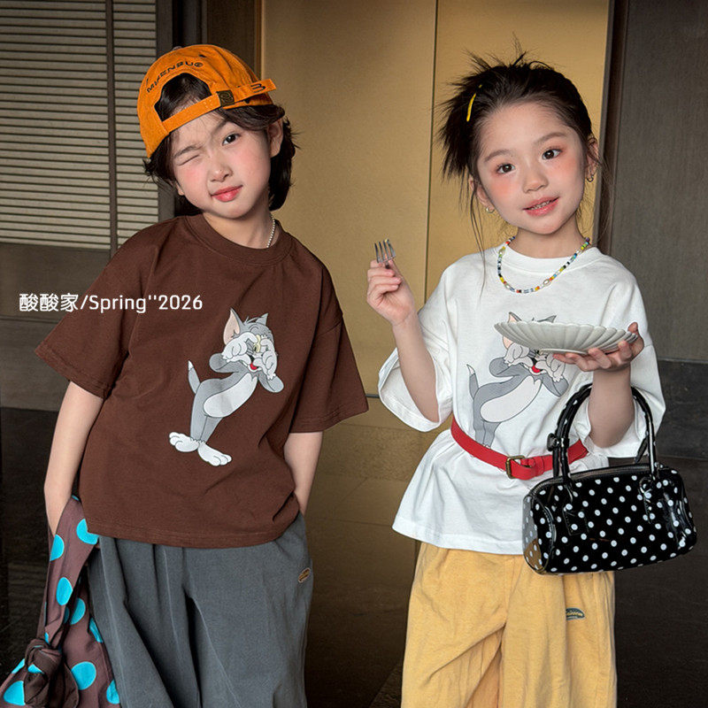 儿童卡通老鼠印花短袖春季新品韩系男女童休闲宽松圆领T恤上衣潮,童装/婴儿装/亲子装,T恤,淘宝优惠券,粉丝福利购,淘宝优惠卷