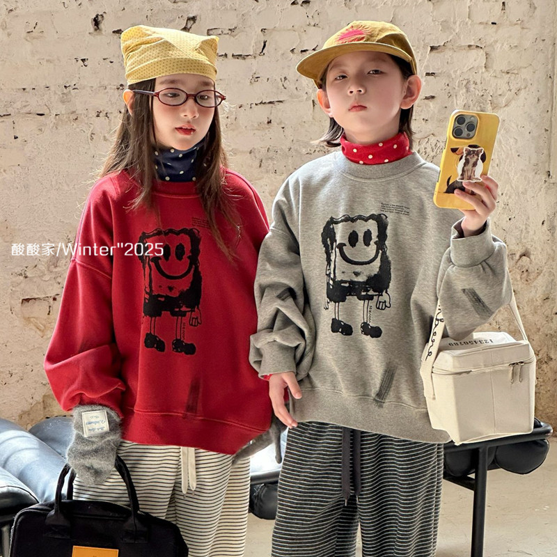 儿童卡通海绵宝宝加绒卫衣