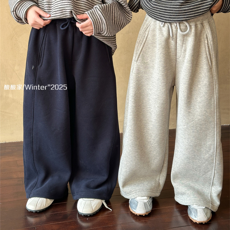 儿童简约加绒休闲卫裤