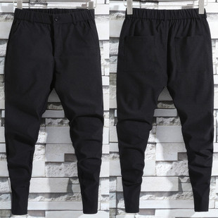 精神小伙裤子男秋季休闲长裤男潮流修身小脚哈伦裤男网红同款男裤