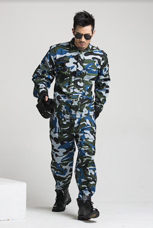 迷彩服套装军训服装蓝色套装工作服男女款