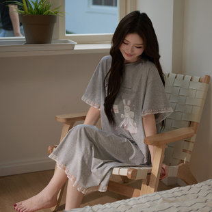 马克公主纯棉短袖睡裙女款夏超火甜美卡通家居服长裙独特绝美睡衣