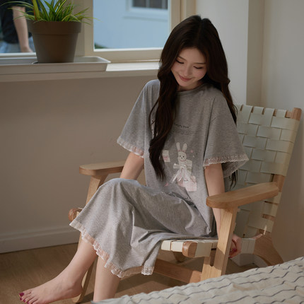 马克公主纯棉短袖睡裙女款夏超火甜美卡通家居服长裙独特绝美睡衣