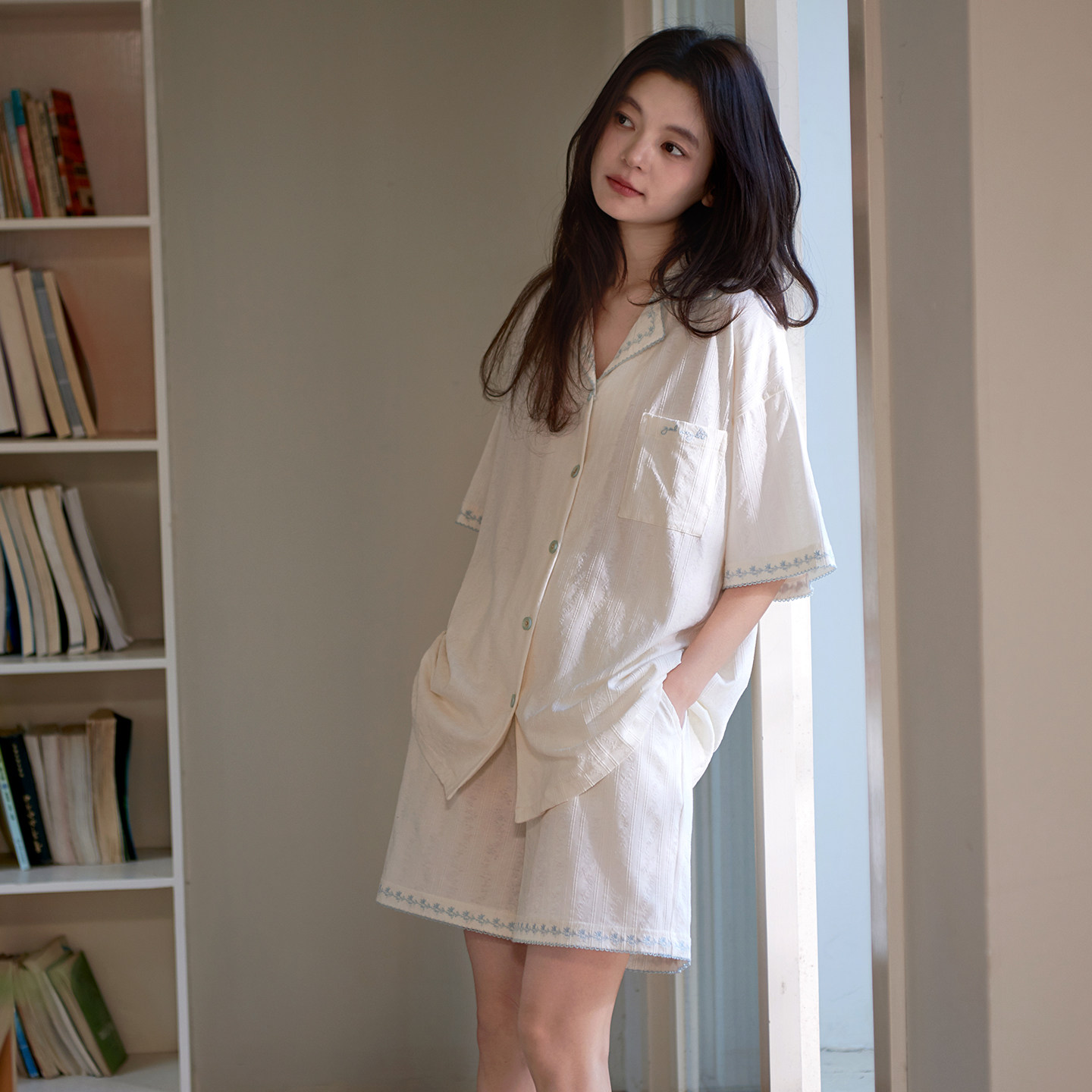马克公主小清新韩系短袖睡衣女夏季薄款慵懒舒服家居服夏天可外穿