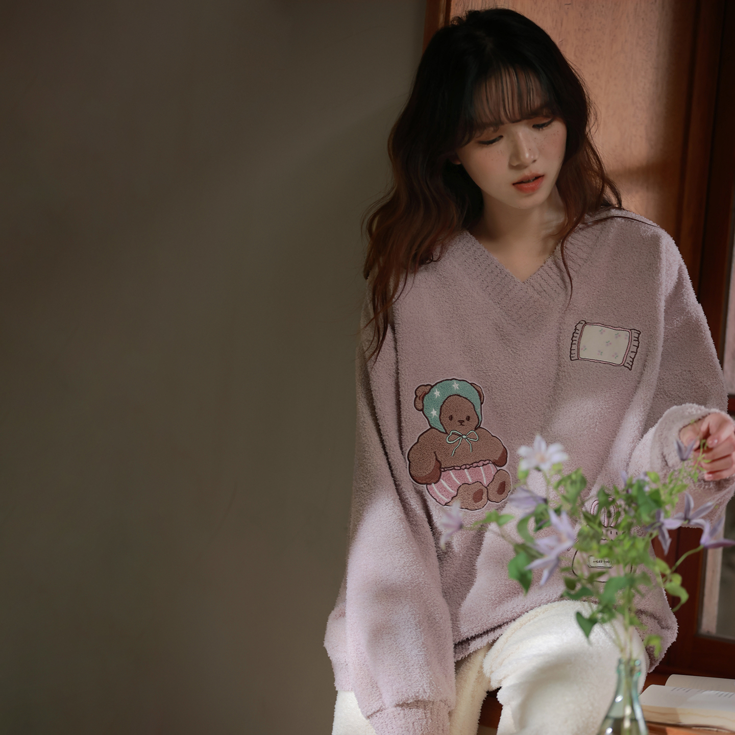 马克公主可爱风毛绒睡衣女秋冬季