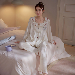马克公主睡衣女春秋新款莫代尔棉长袖长裤甜美可爱学生家居服套装
