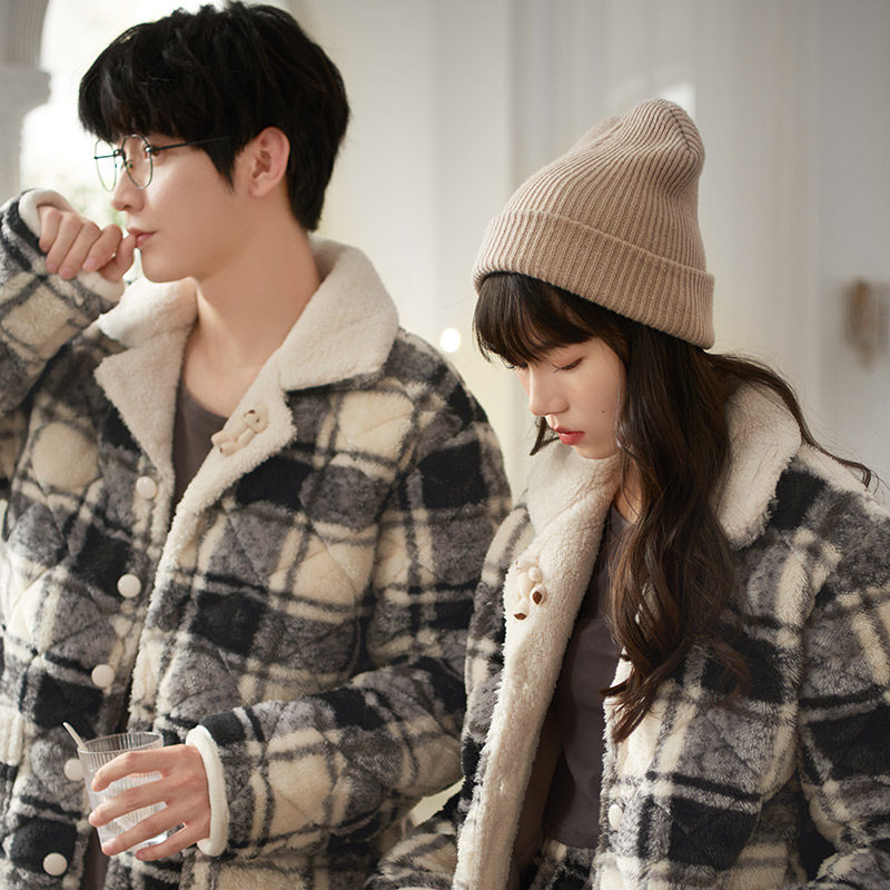 马克公主情侣睡衣女款冬季珊瑚绒夹棉加厚保暖男士冬天格子家居服,女士内衣/男士内衣/家居服,睡衣/家居服套装,淘宝优惠券,粉丝福利购,淘宝优惠卷