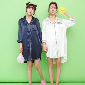 睡衣女夏季薄款冰丝睡裙丝绸大码胖mm200斤闺蜜长款七分袖宽松