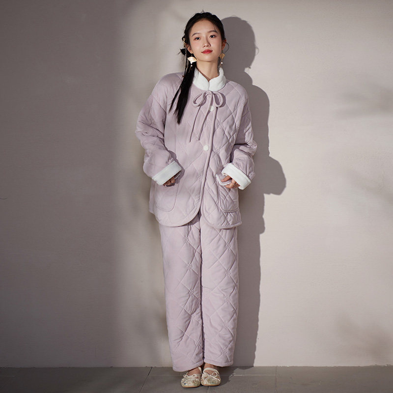 马克公主睡衣女冬款珊瑚绒加绒少女新中式夹棉国风家居服保暖套装,女士内衣/男士内衣/家居服,睡衣/家居服套装,淘宝优惠券,粉丝福利购,淘宝优惠卷