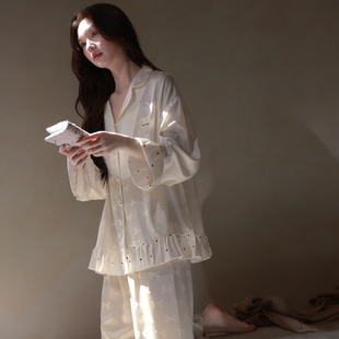 马克公主仿真丝睡衣女春夏高级气质轻奢流行波点缎面家居服可出门