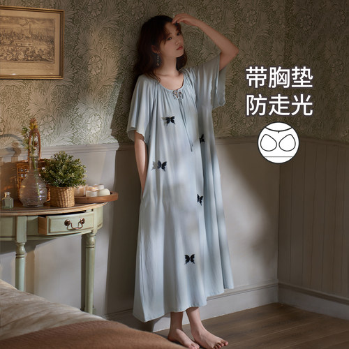 马克公主少女天丝棉蝴蝶睡裙夏季