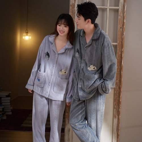 马克公主珊瑚绒可爱卡通情侣睡衣