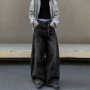 美式复古水洗牛仔裤男款直筒宽松弯刀阔腿痞帅高级感裤子潮流百搭