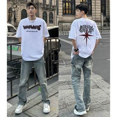 潮标蒂春秋款牛仔裤男小众设计感