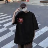 纯棉美式嘻哈红西装小丑潮牌短袖t恤男女夏高街T恤102B-T2089P30，男装T恤，星座102B