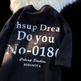 纯绵美式高街复古人像短袖t恤宽松半袖hiphopT恤潮102B-T4592P30，男装T恤，星座102B