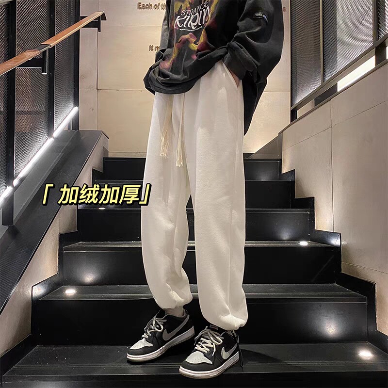 华夫格秋冬加绒加厚学生韩版宽松直筒休闲运动裤102B-JR2408P50,女装休闲裤,星座102B