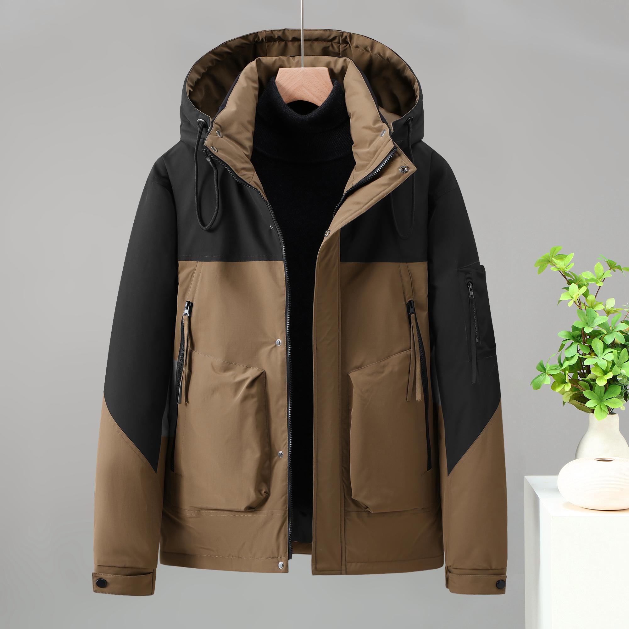 冬装棉服工作服宽松拼接连帽工装口袋情侣棉衣外套102B-M4951P120图片