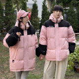 加厚潮字母印花连帽工装情侣款宽松拼接羽绒服男女102B-Y5920P185，男装羽绒服，星座102B