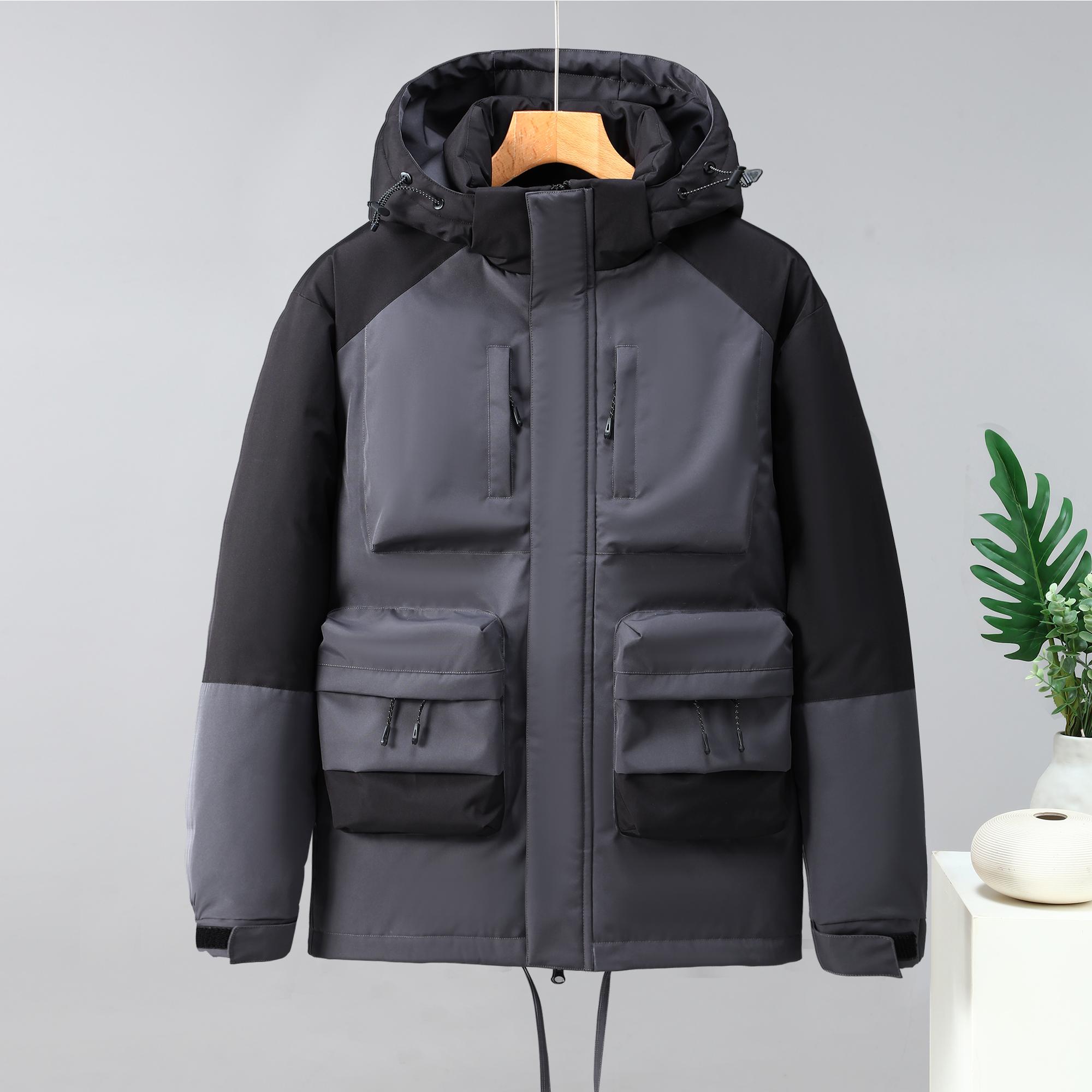 冬装棉服工作服宽松拼接连帽工装口袋情侣棉衣外套102B-M4936P135,男装棉衣,星座102B