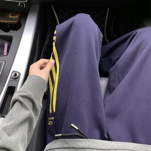秋25高级感运动卫裤宽松直筒阔腿裤高街三条杠休闲裤102B-K852P55图片