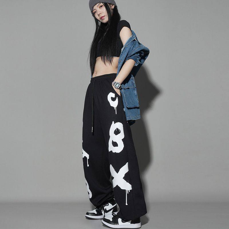 束脚涂鸦爵士嘻哈跳舞运动裤男女酷炫hiphop休闲裤潮102B-K797P45图片