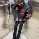 秋2025原版流行简约时尚徽章毛巾绣棒球服日系潮流102B-JK8832P78，女装职业装，星座102B