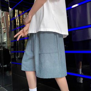 短裤男女2024夏季款灯芯绒五分裤学生韩版宽松中裤102B-K8420P30图片