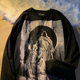 春款圣母印花长袖卫衣原宿宽松上衣男女百搭圆领男装102B-W426P35，男装卫衣，星座102B