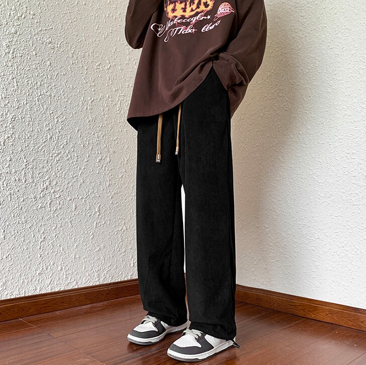 灯芯绒直筒裤秋韩版休闲运动裤宽松束脚卫裤102B-K329P40加绒48,男装休闲裤,星座102B