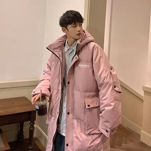 加厚潮字母印花连帽工装情侣中长款宽松羽绒服男女102B-Y4065P195图片