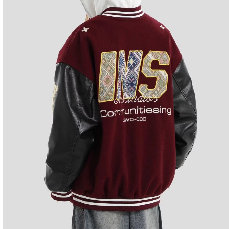 秋2025潮情侣毛巾刺绣复古棒球服宽松夹克外套男102B-JK816P78,男装夹克,星座102B