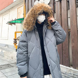 冲量降价加厚帅气连帽车明线情侣中长款宽松羽绒服102B-Y8868P175，男装羽绒服，星座102B