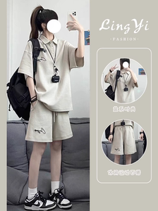 休闲运动套装男女夏季新款套装学生韩版宽松两件套102B-TZ070P55图片