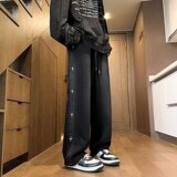 秋2025运动休闲裤长裤子加厚阔腿直筒男装男裤潮牌102B-K318P58，男装休闲裤，星座102B