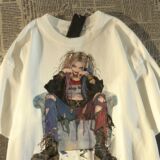 纯棉美式hiphop小丑女人物短袖t恤男女夏高街情侣102B-T2153P30，男装T恤，星座102B