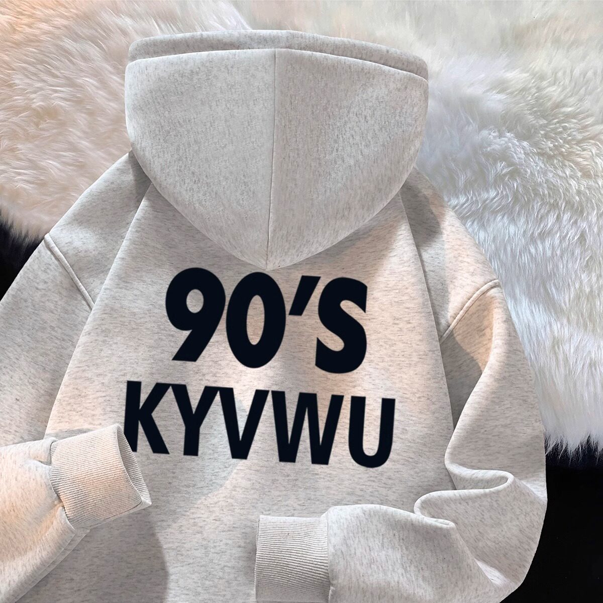 连帽卫衣男潮牌字母印花高街冬加绒加厚外套102B-W2545P48加绒58,男装卫衣,星座102B